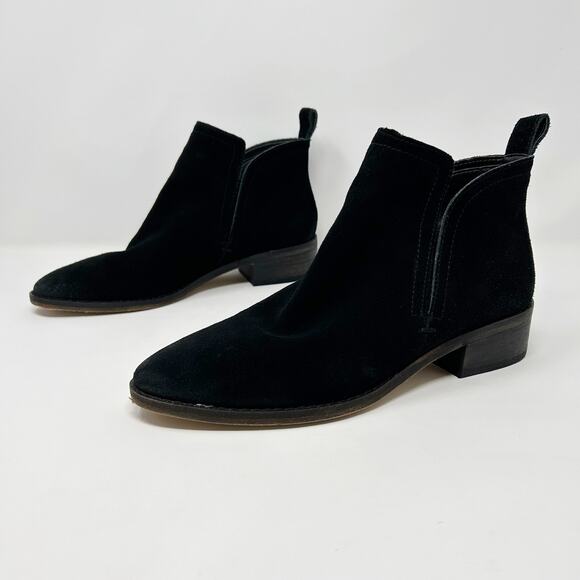 Dolce Vita Tessey Booties Women Size 8 Black Suede Heeled Ankle Round Toe - Picture 1 of 10